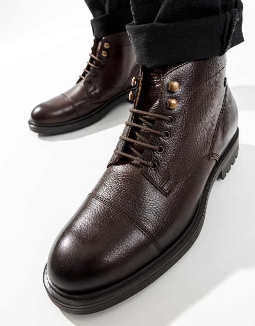 Base London Mercer toe cap boot in brown, 3 of 4