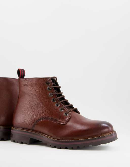 Base London monte lace up boots in pebble brown leather | ASOS