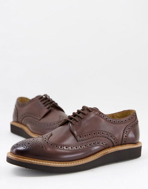 Base london orion brogues in brown leather