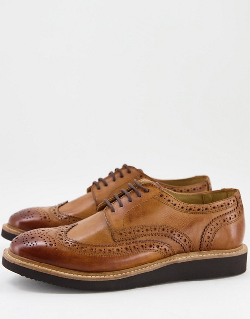 Base london orion brogues in tan leather