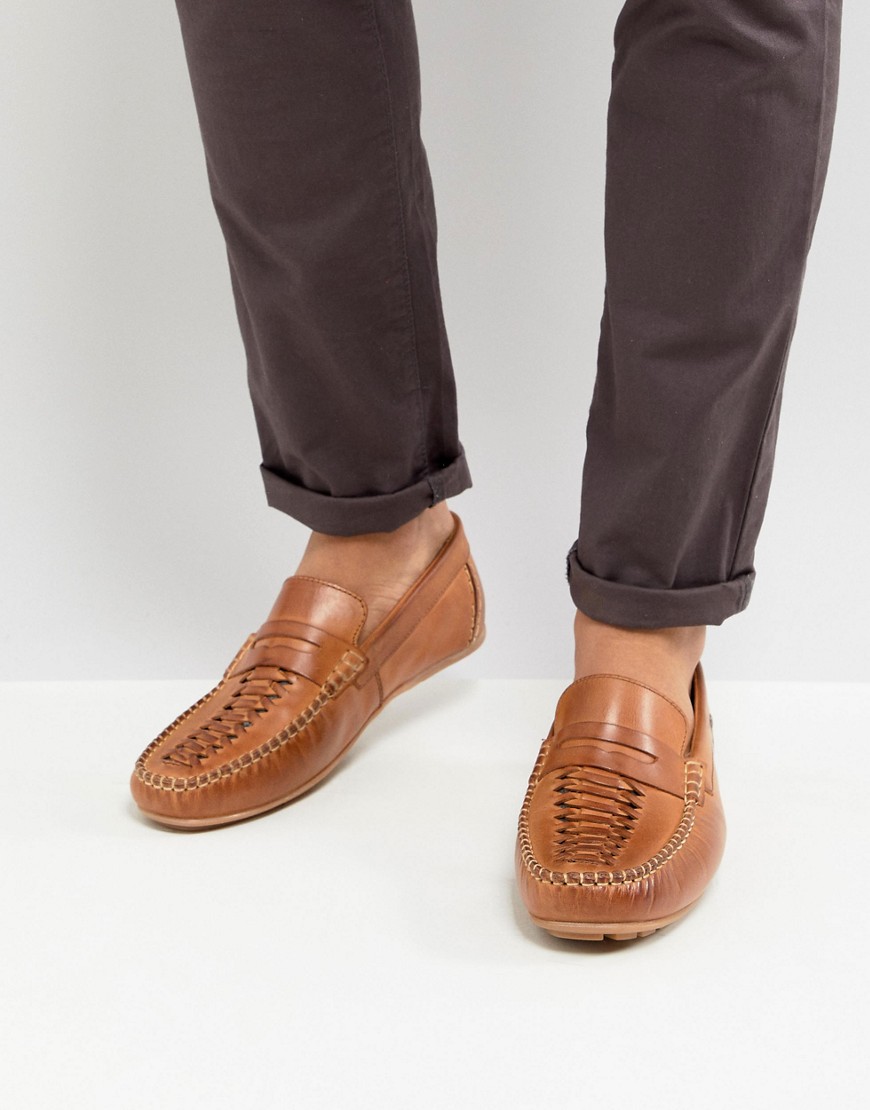Base London – Palmer – gyldenbrune loafers i læder-Tan