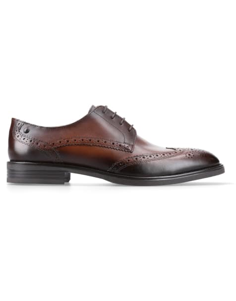Base London Pocket brogue shoe in brown leather - view 1