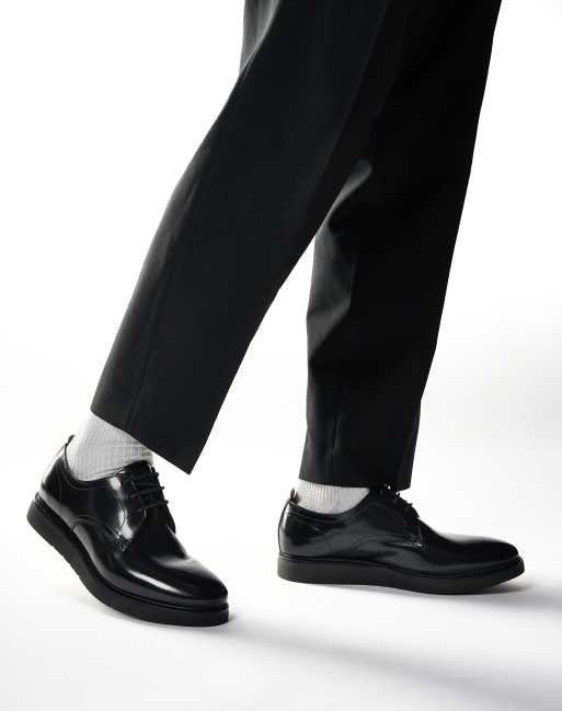 Base London Roly plain toe derby in black