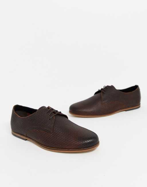 Base london - Senna - Veterschoenen met reliëf in bruin leer