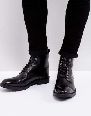 Base London Siege Leather Lace Up Boots 