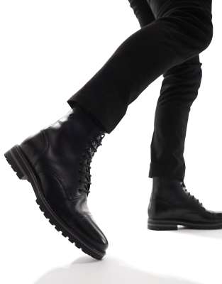 Base London Sparrow Waxy Combat Boot in Black ASOS