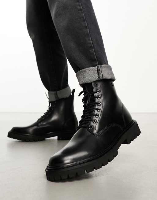 Base London Sutton Combat Boot in Black | ASOS