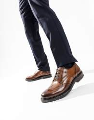 Base London Tanner brogue shoe in brown