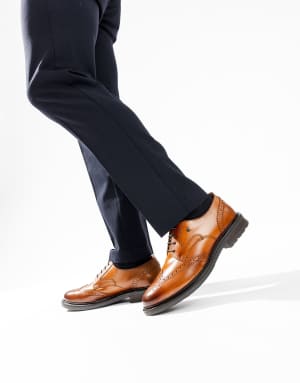 Base London Tanner brogue shoe in tan