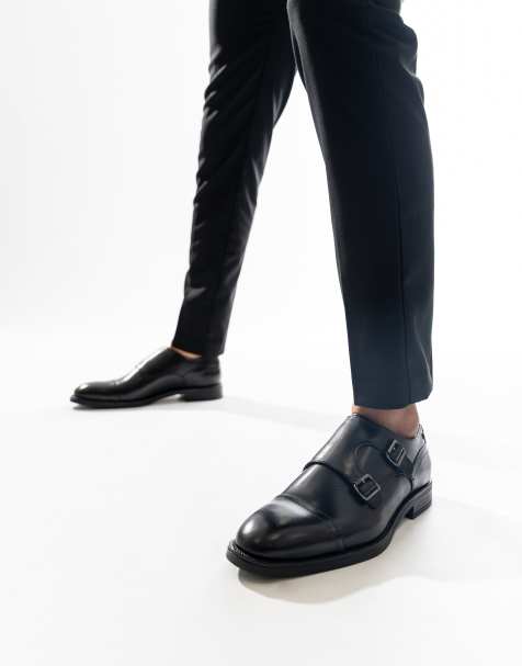 Base London Taper monk shoe in black leather - view 1