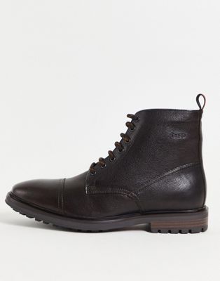 Base London tommy toe cap boots in brown leather