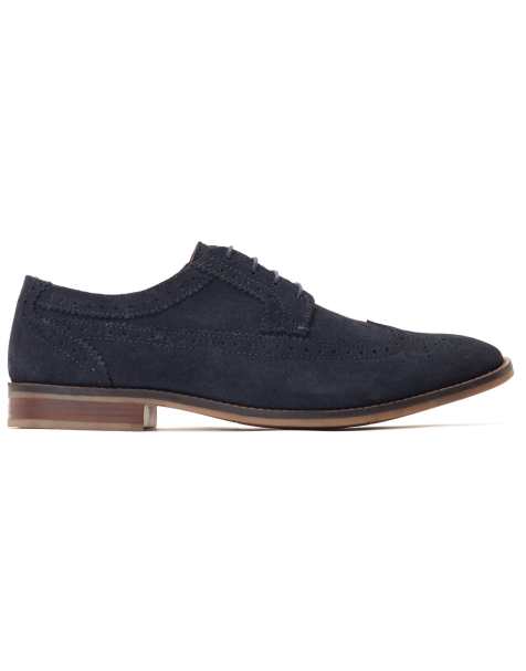 Base London Twain brogue shoe in navy leather - view 1