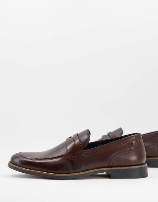 Base London – Varone – Bruna smarta loafers i läder