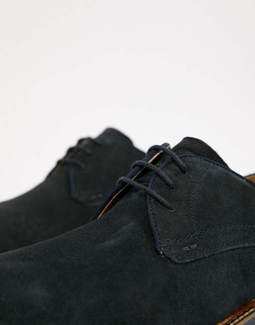 Base London Wide Fit – Blake – Granatowe buty derby z zamszu, 2 z 4