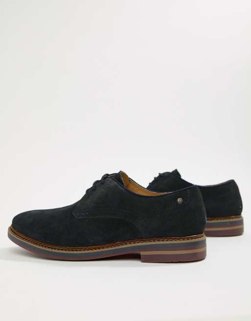 Base London Wide Fit – Blake – Granatowe buty derby z zamszu, 4 z 4