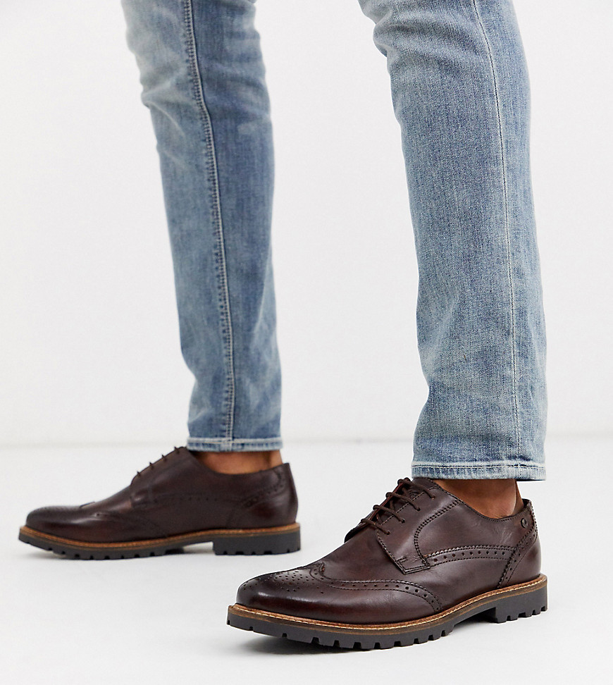 Base London Wide Fit Grundy brogues in washed brown