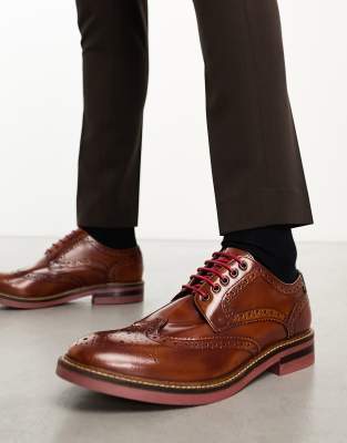 Base London Woburn Hi-Shine Brogue Shoe in Tan - view 1
