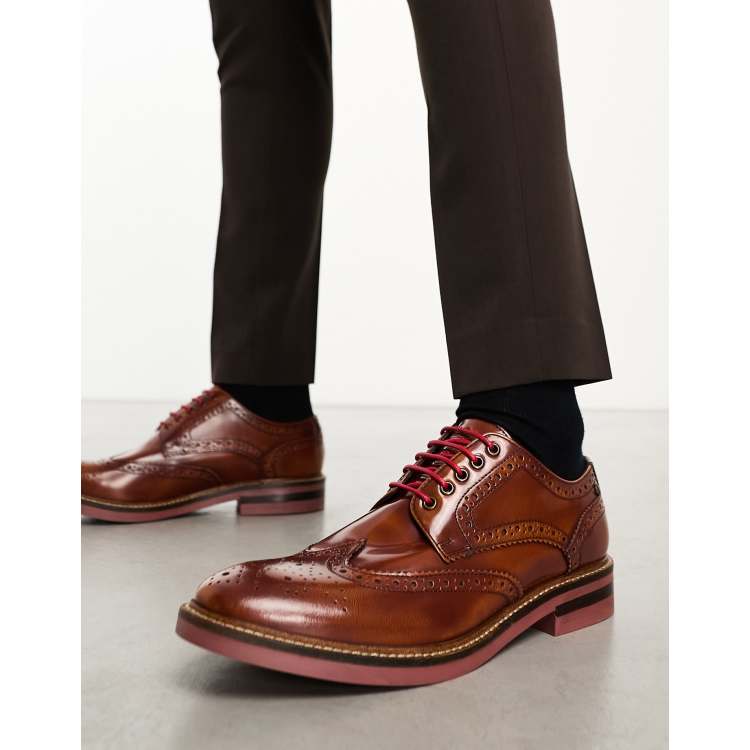 Base London Woburn Hi Shine Brogue Shoe in Tan