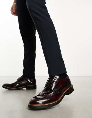  Woburn Hi-Shine Brogue Shoe in Wine