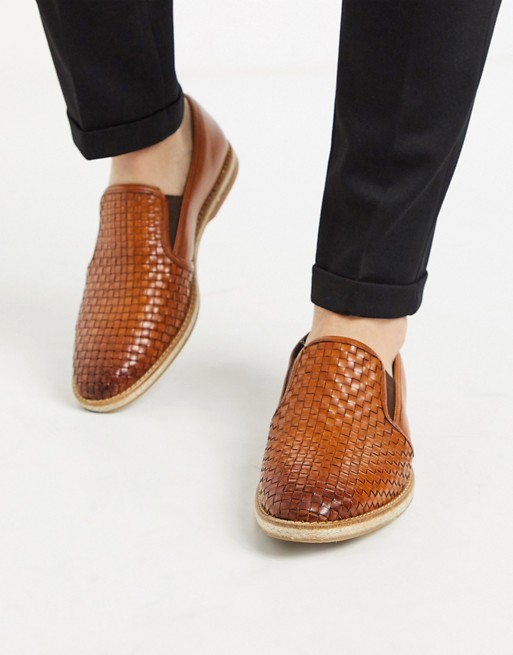 Base London woven loafers in tan leather
