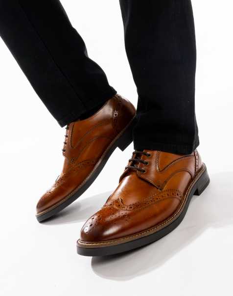 Base London York brogue shoe in tan leather - view 1