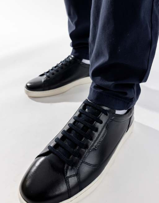 Base London Zammo lace up trainer in navy, 3 of 5