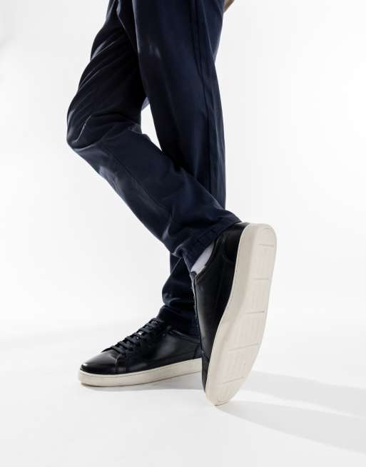 Base London Zammo lace up trainer in navy, 4 of 5