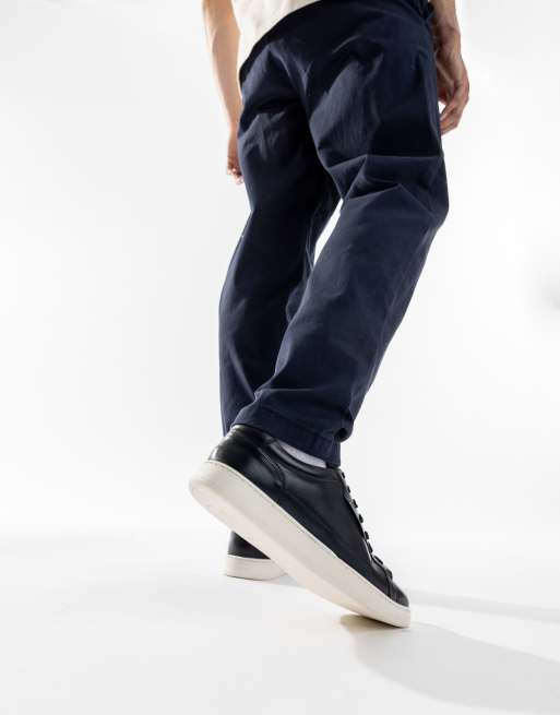 Base London Zammo lace up trainer in navy, 5 of 5