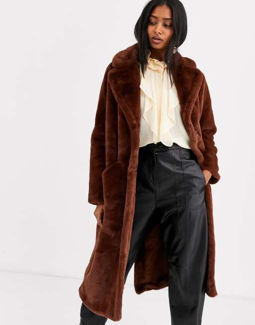 BA SH Fibie Manteau mi long en fausse fourrure ASOS