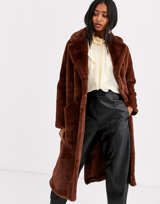 BA&SH Fibie midi coat in faux fur