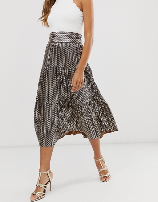 BA&SH poly metallic midi skirt