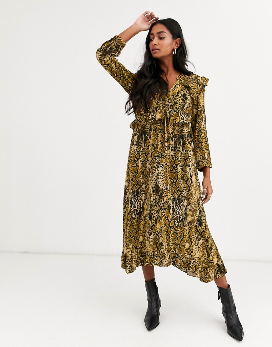 BA&SH - Sahara - Midi-jurk met slangenprint-Multi