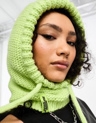Basic Pleasure Mode atomic loose chunky knitted hood in bright green - ASOS Price Checker