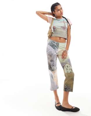 Shop Basic Pleasure Mode aura landscape print capri trousers in multi Online – Trendy & Affordable Fashion