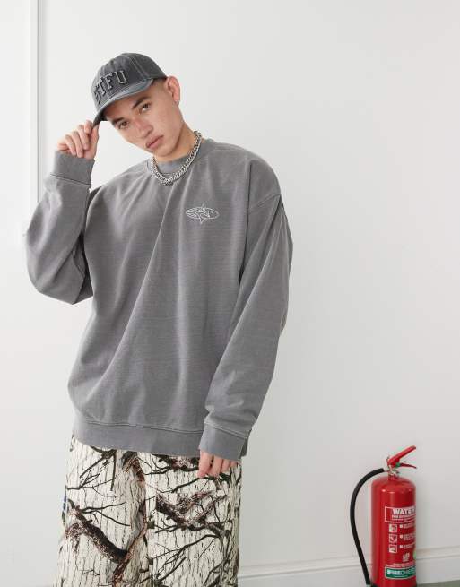 Basic Pleasure Mode blaine oversized sweater in washed charcoal
