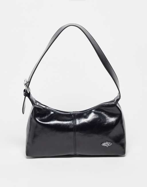 Basic Pleasure Mode boxy shoulder bag in black with gummy logo