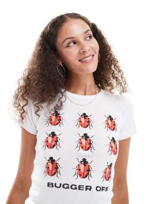 Basic Pleasure Mode bugger off ladybug baby t-shirt in white