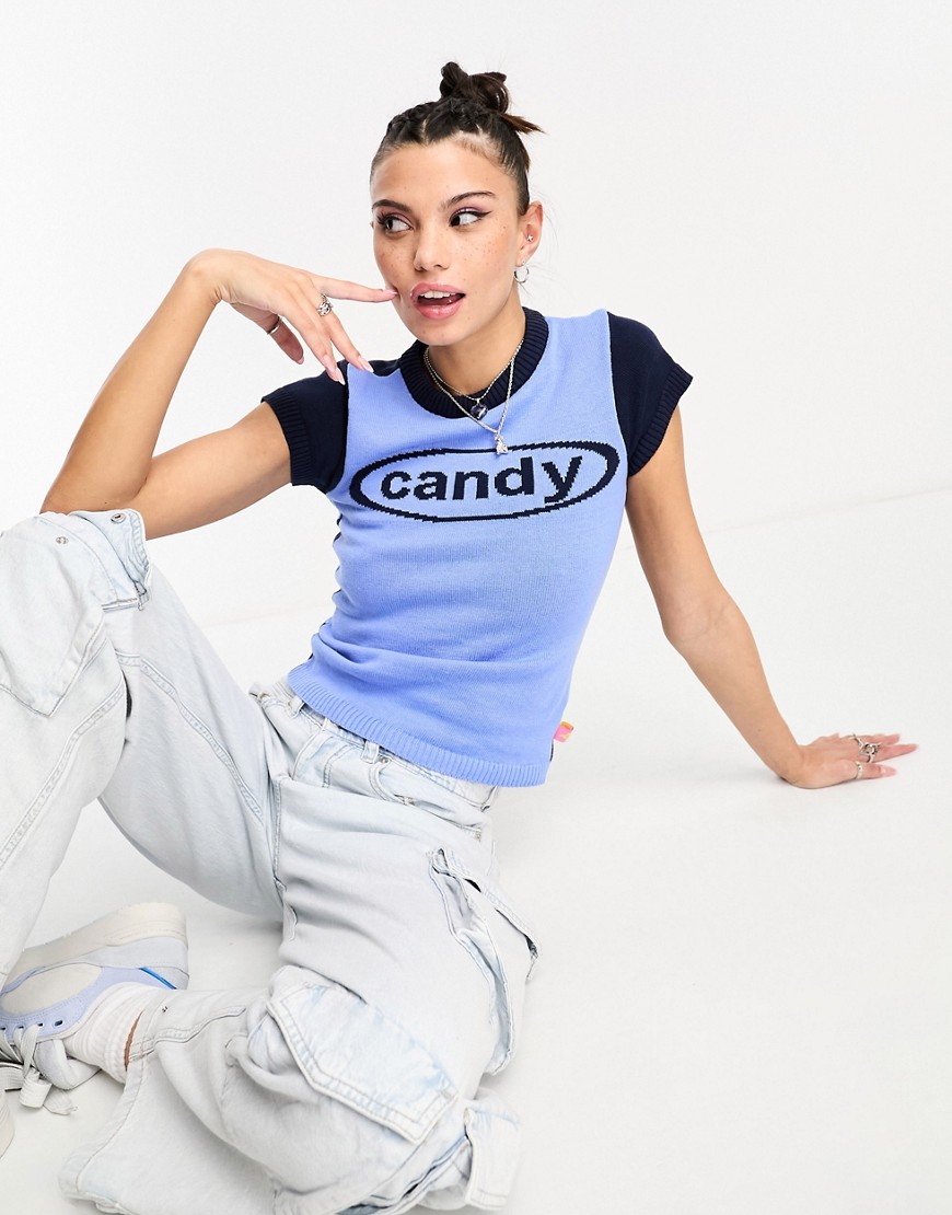 Basic Pleasure Mode candy knitted baby tshirt in blue
