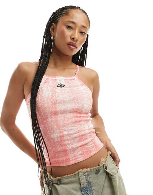Basic Pleasure Mode chalk rub ribbed singlet in red