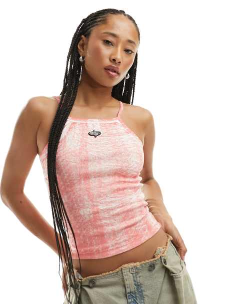 Basic Pleasure Mode chalk rub ribbed vest in red - view 1