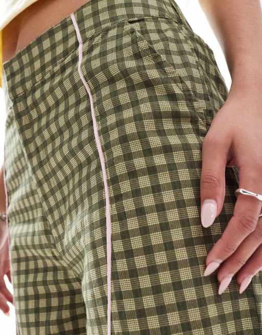 Basic Pleasure Mode check oversized jorts in green | ASOS