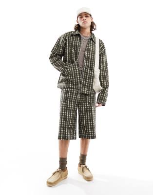 Basic Pleasure Mode Basic Pleasure Mode check print back detail skater jacket co-ord in green-Grey