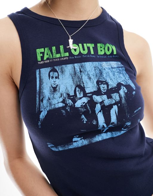 Basic Pleasure Mode fall out boy fitted tank top in black