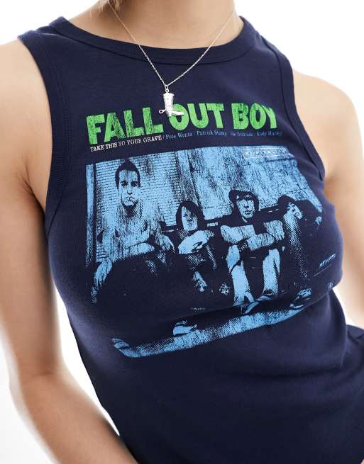 Basic Pleasure Mode fall out boy fitted tank top in black