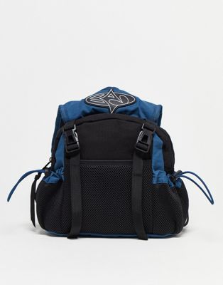 Basic Pleasure Mode Halo back pack in black and blue - ASOS Price Checker