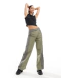 [Basic Pleasure Mode] Basic Pleasure Mode hook and eye panelled cargo pants in khaki grey XS Khaki/Grey