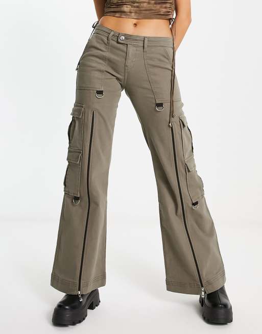 High-Waisted Cotton Flare Pants with 4 Pockets