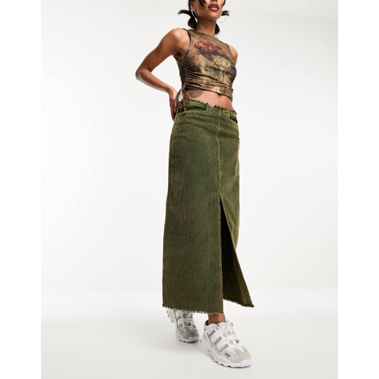 Green corduroy skirt zara deals