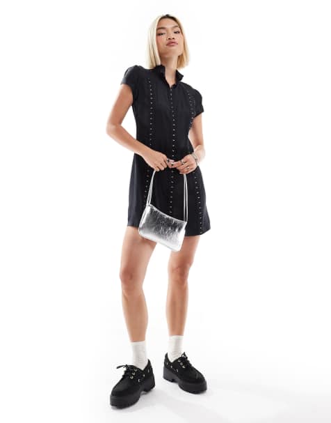 Basic Pleasure Mode Pamela hook and eye mini dress in black - view 1