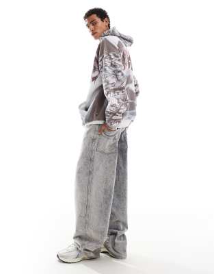 Basic Pleasure Mode pearl oversized hoodie in multi grey